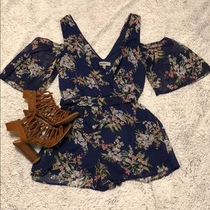Blue Floral Romper | S